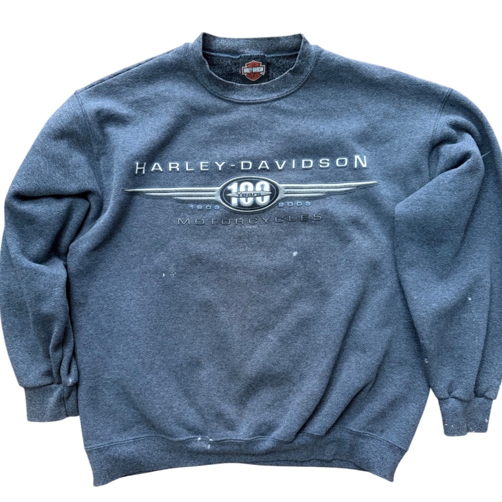 VTG Harley Davidson Sweatshirt Mens Size M Gray 100th Anniversary 2003 Biker